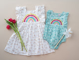 Happy Rainbow Dress - white