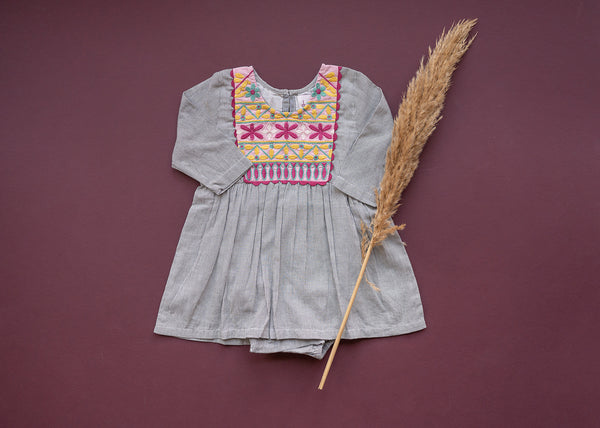 Joya Banjara Baby Dress - grey stripe