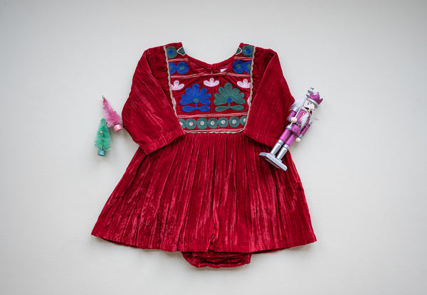 Joya Banjara Baby Dress - red velvet