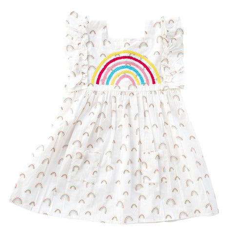 Happy Rainbow Dress - white